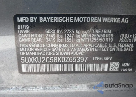 2019 BMW X6 xDrive35I from USA, damaged, VIN 5UXKU2C58K0Z65397